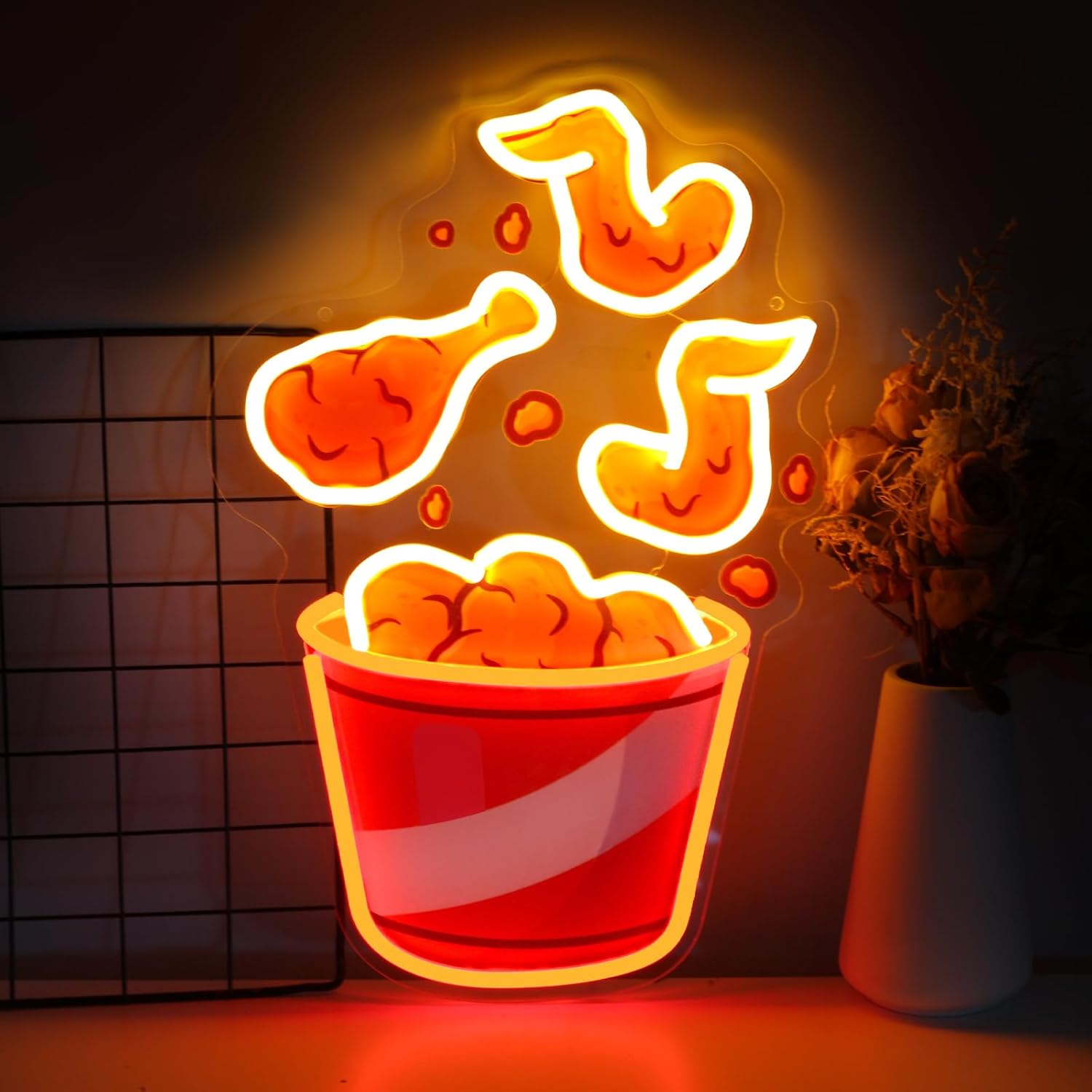 Party Games Shop - Fried Chicken Neon Sign USB Dimmable