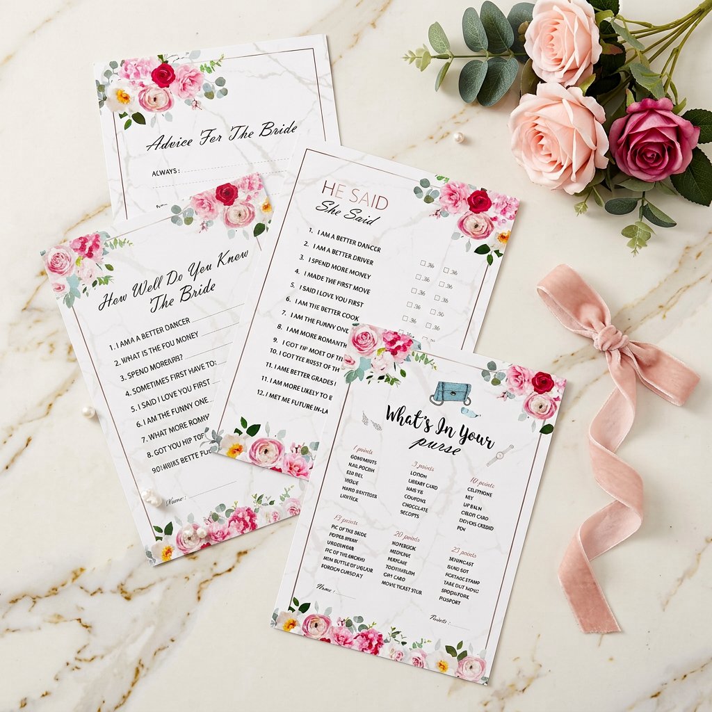 Party Games Bridal Shower - Bridal Shower Game Cards Set, 4