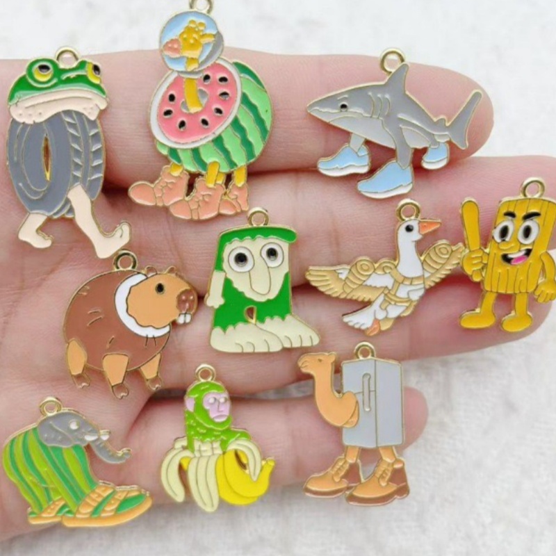 Party Games Ideas - 10pcs Creative Alloy Drip Oil Jewelry,