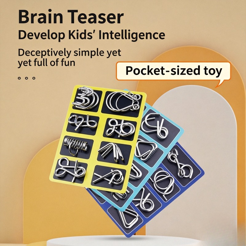 8 Pieces Metal Puzzle Set Clas - Party Games Kids And Adults ulasan dan harga