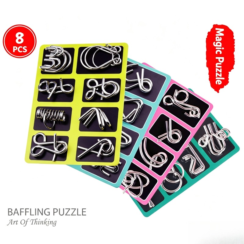 8 Pieces Metal Puzzle Set Clas - Party Games Kids And Adults ulasan dan harga