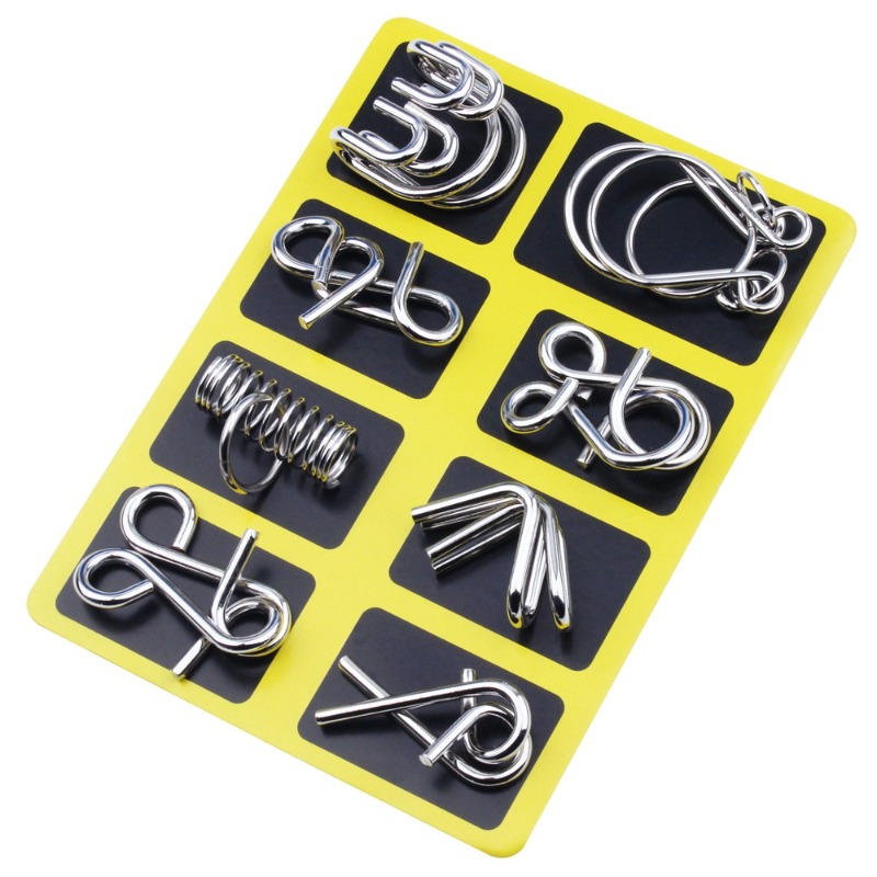 8 Pieces Metal Puzzle Set Clas - Party Games Kids And Adults ulasan dan harga