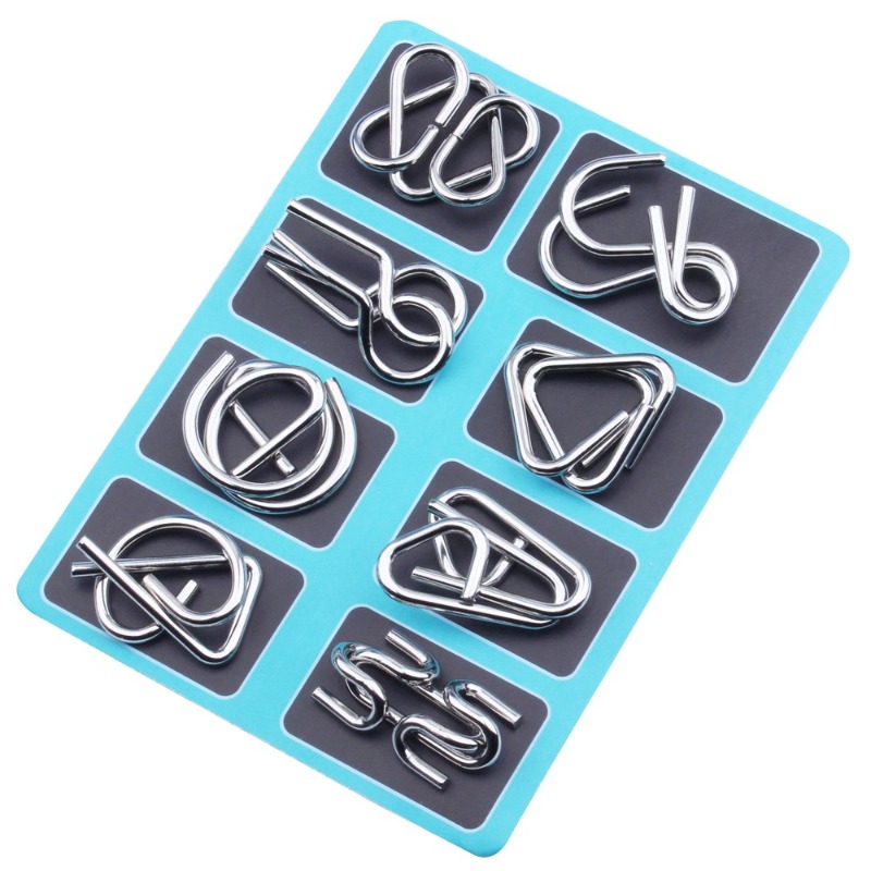 8 Pieces Metal Puzzle Set Clas - Party Games Kids And Adults ulasan dan harga