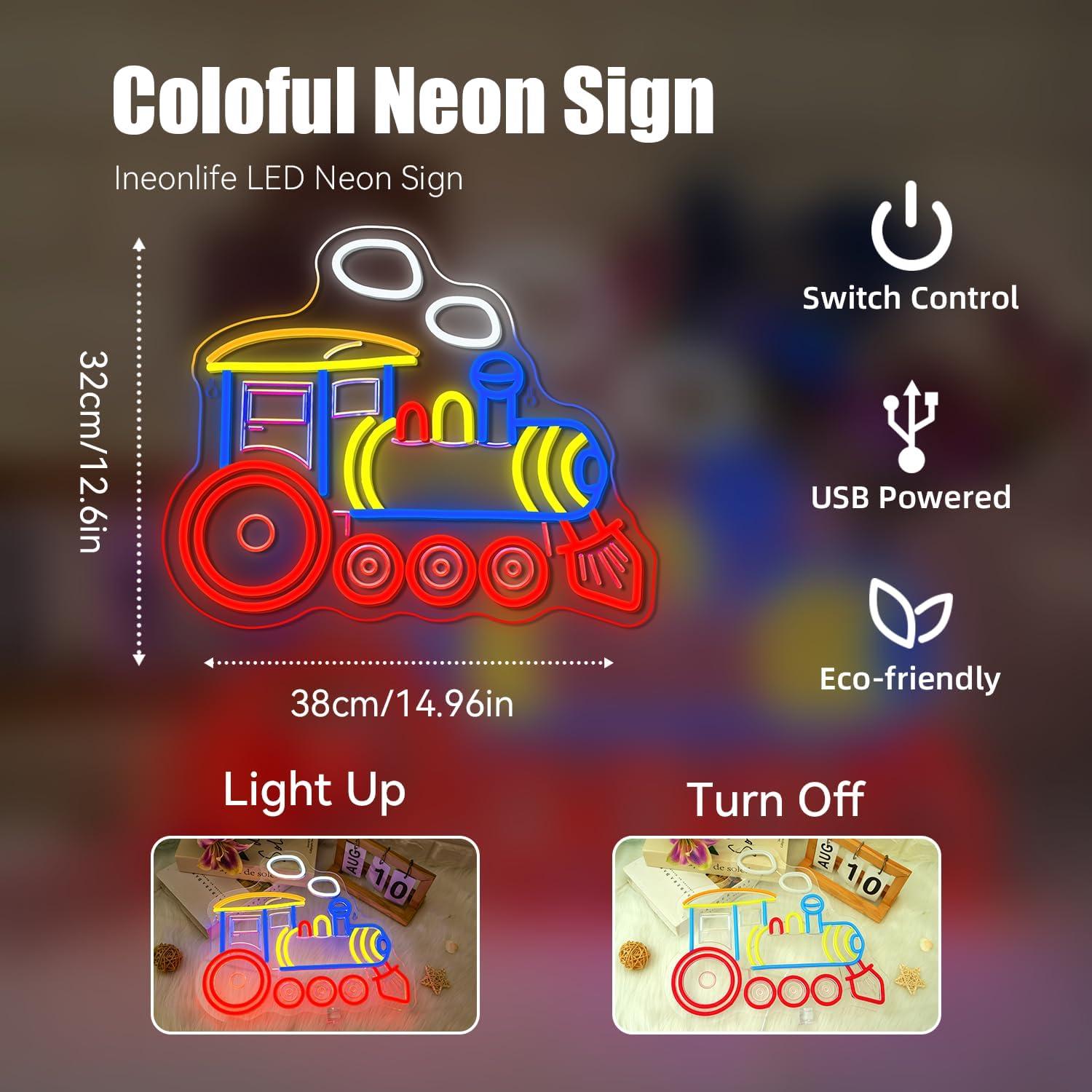 Train Neon Sign Locomotive Led - Party Games Shop ulasan dan harga