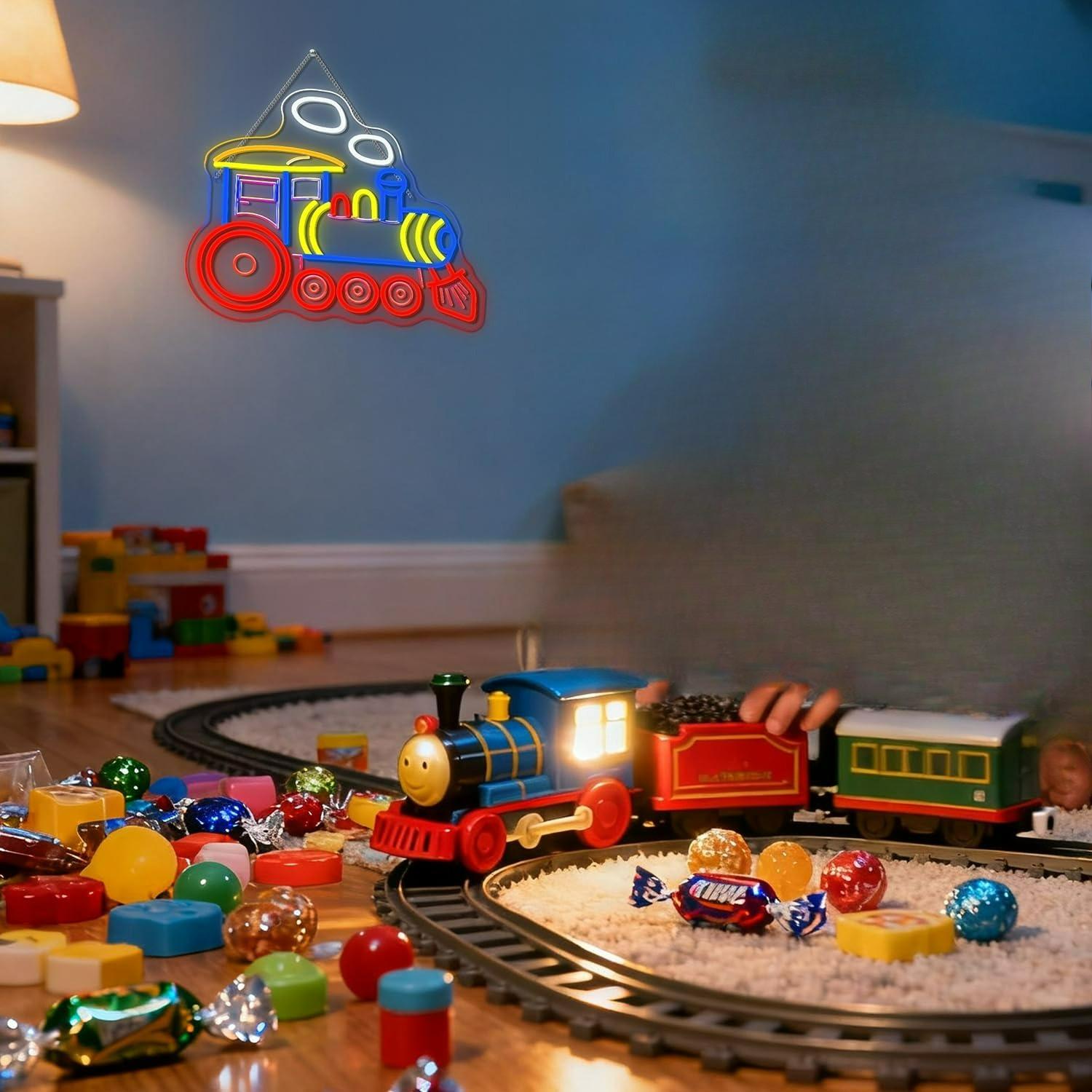 Train Neon Sign Locomotive Led - Party Games Shop ulasan dan harga