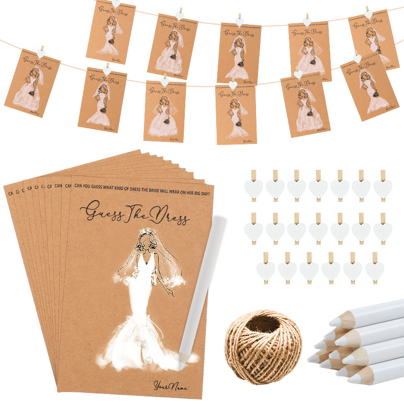 10/20Sets Guess Wedding Dress  - Party Games Bridal Shower ulasan dan harga