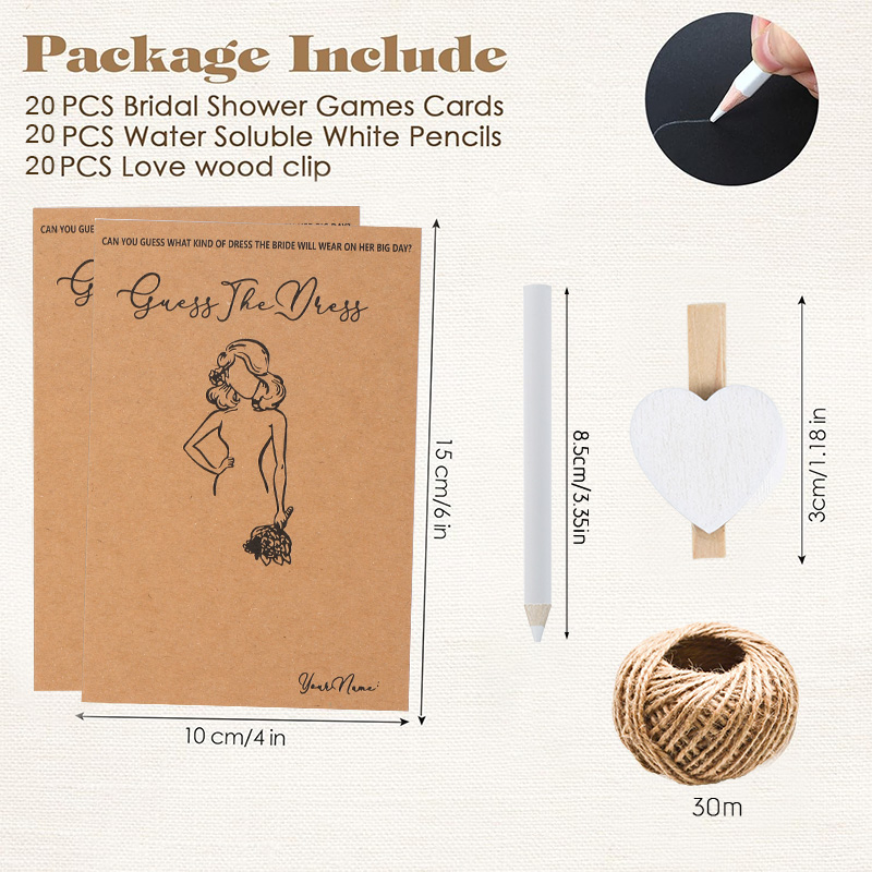 10/20Sets Guess Wedding Dress  - Party Games Bridal Shower ulasan dan harga