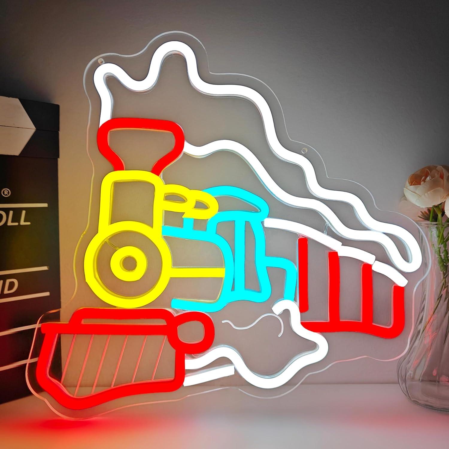 Steam Train Neon Sign USB Dimm - Party Games Steam Free ulasan dan harga