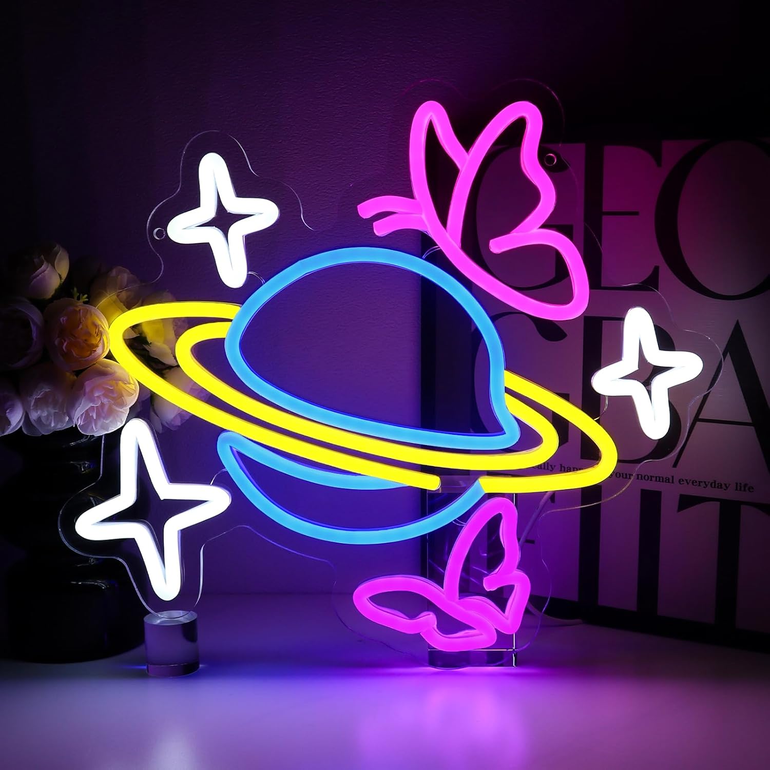 Planet Butterfly Star Neon Sig - Party Games Shop ulasan dan harga