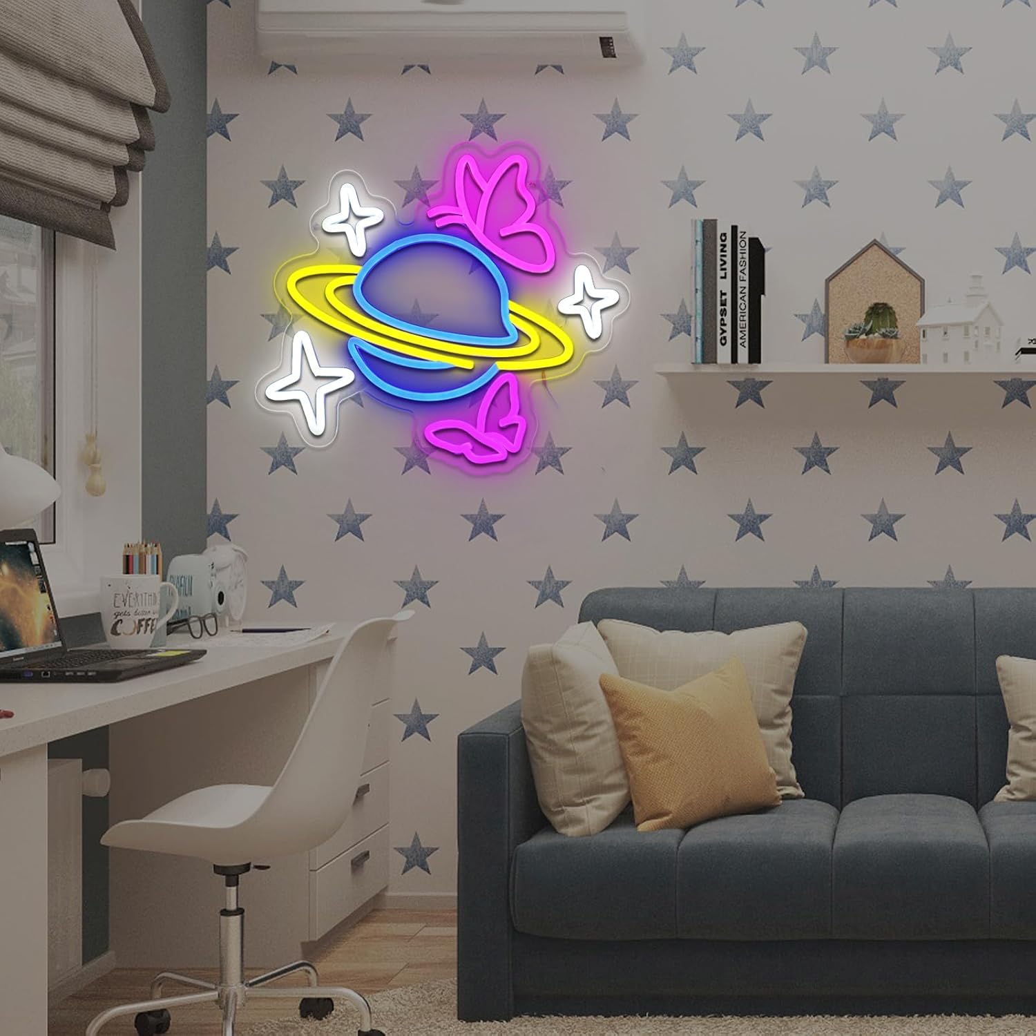 Planet Butterfly Star Neon Sig - Party Games Shop ulasan dan harga