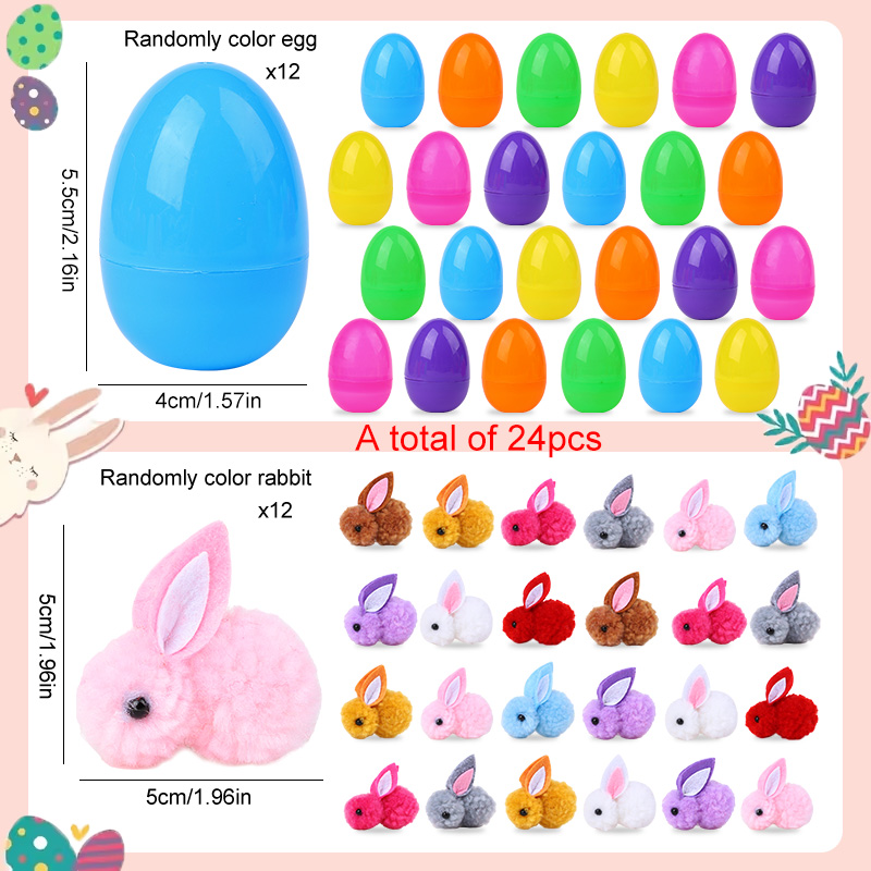 24Pcs Cute Easter Egg with Rab - Party Games Egg ulasan dan harga