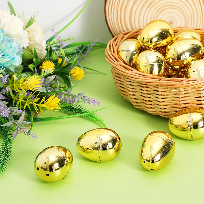 6-24Pcs Golden Easter Eggs Pla - Party Games Egg ulasan dan harga